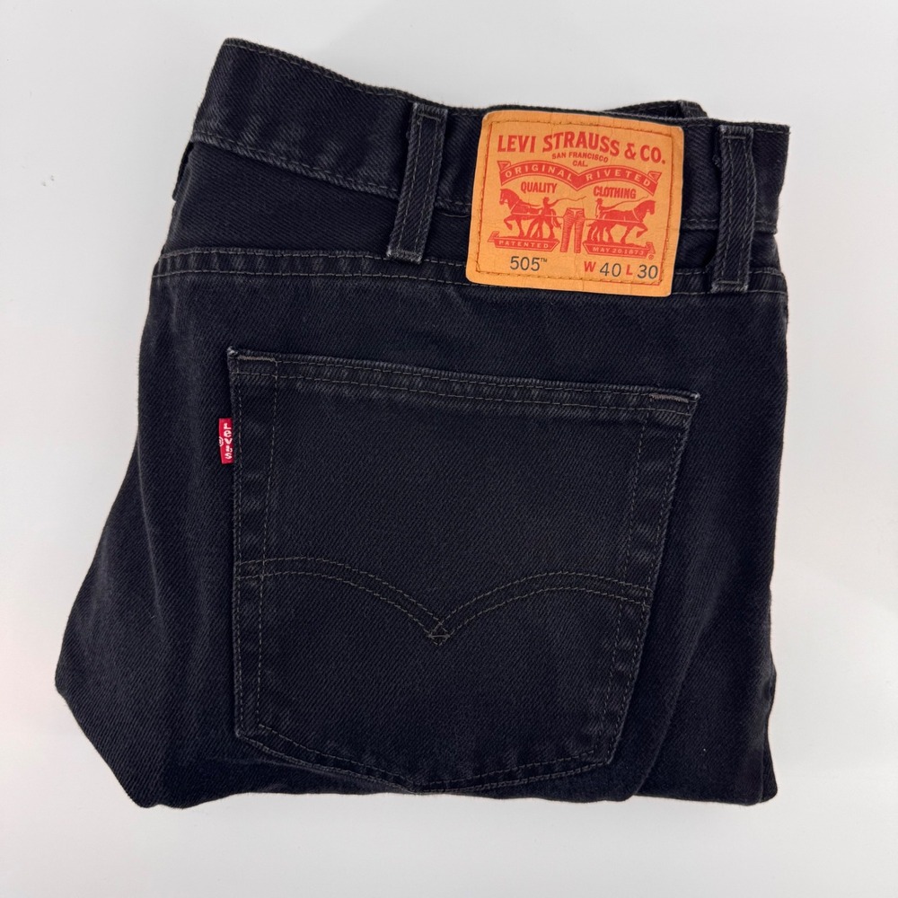 Levi's 505 Regular Fit Jeans Men 40x30 Black Straight Leg 100% Cotton 00505-0260